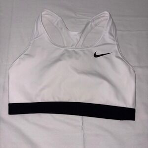 Nike white and black medium impact sports bra size large